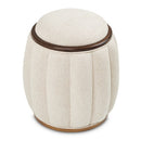 AICO Furniture Camellia Field Round Bench in Warm Pecan