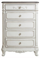 Cinderella 5 Drawer Chest in Antique White with Grey Rub-Through 1386NW-9