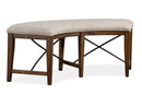 Magnussen Furniture Bay Creek Curved Bench with Upholstered Seat Toasted Nutmeg