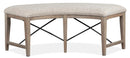 Magnussen Furniture Paxton Place Curved Bench w/ Upholstered Seat in Dovetail Grey