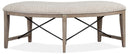 Magnussen Furniture Paxton Place Curved Bench w/ Upholstered Seat in Dovetail Grey