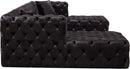 Coco Black Velvet 3pc. Sectional (3 Boxes)