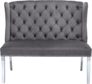 Suri Grey Velvet Settee Bench