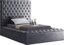 Bliss Grey Velvet Twin Bed (3 Boxes)