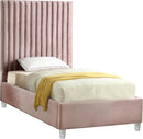 Candace Pink Velvet Twin Bed