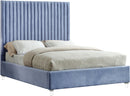 Candace Sky Blue Velvet King Bed
