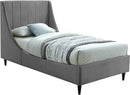 Eva Grey Velvet Twin Bed