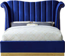 Flora Navy Velvet King Bed (3 Boxes)