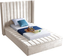 Kiki Cream Velvet Twin Bed (3 Boxes)