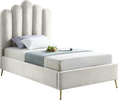 Lily Cream Velvet Twin Bed