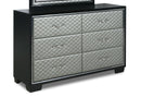 New Classic Furniture Luxor 6 Drawer Dresser in Black/Silver