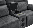 New Classic Furniture Tango Console Loveseat with Speaker and Power Footrest in Shadow