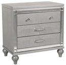New Classic Furniture Valentino 3 Drawer Nightstand in Silver
