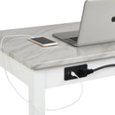 CELESTE DESK W/WHITE/GRAY FAUX MARBLE TOP-WHITE BASE
