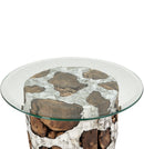 AICO Furniture Discoveries Wood Crafted End Cocktail Table with Silver Accents