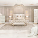 AICO La Rachelle Queen Upholstered Panel Bed in Medium Champagne