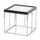 AICO Furniture Carmela End Table in Glossy Charcoal Sand
