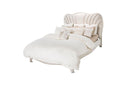 AICO London Place Queen Upholstered Panel Bed in Creamy Pearl