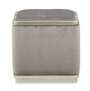 AICO Furniture Linea Ottoman in Silver Mist