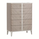 AICO Lanterna Highboy Chest in Silver Mist
