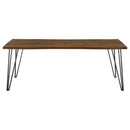 Neve Live-edge Dining Table with Hairpin Legs Sheesham Grey and Gunmetal