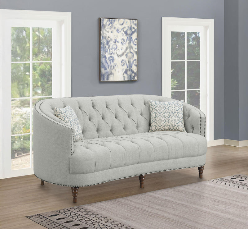 Avonlea Sloped Arm Upholstered Sofa Trim Grey