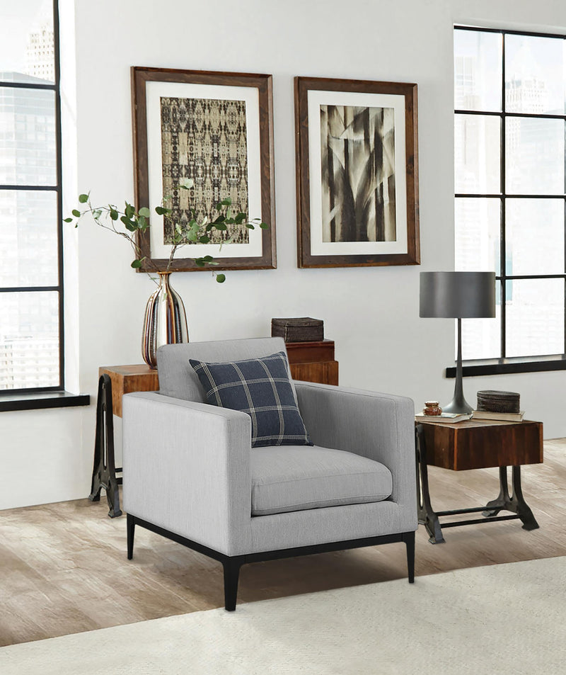 Apperson Cushioned Back Arm Chair Light Grey