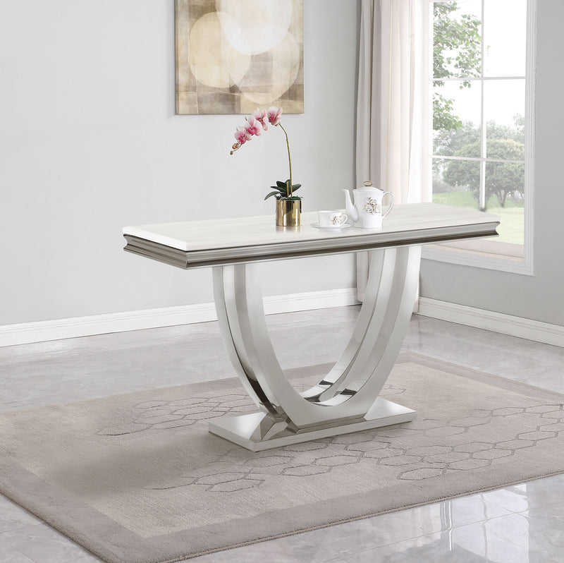 Kerwin U-base Rectangle Sofa Table White and Chrome