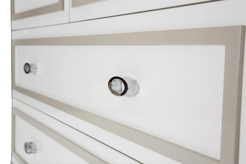 AICO Sky Tower 7 Drawer Chest in White Cloud