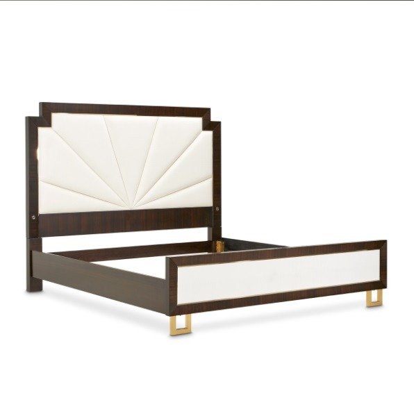 AICO Belmont Place King Panel Upholstered Bed in Espresso