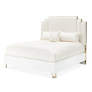 AICO Furniture Palm Gate Queen Upholstered Platform Bed in Cloud White image