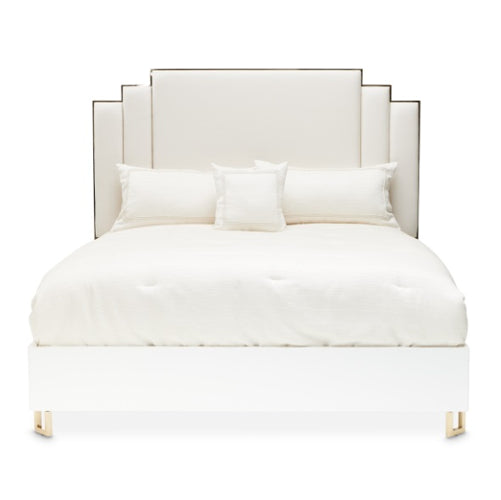 AICO Furniture Palm Gate Queen Platform Bed in Cloud White