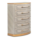 AICO Furniture St.Charles 5 Drawer Highboy Chest in Dove Gray