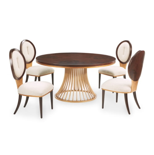 AICO Furniture Camellia Field Round Dining Table in Warm Pecan