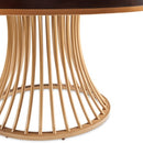 AICO Furniture Camellia Field Round Dining Table in Warm Pecan