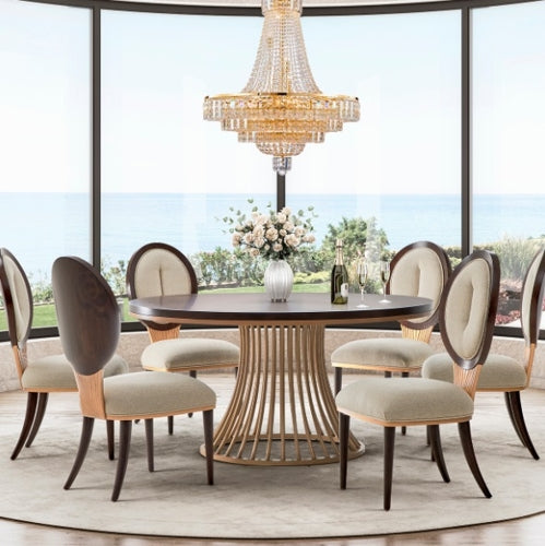 AICO Furniture Camellia Field Round Dining Table in Warm Pecan