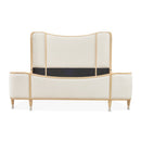 AICO Furniture Camellia Field King Upholstered Panel Bed in Caramel