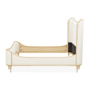 AICO Furniture Camellia Field Queen Upholstered Panel Bed in Caramel