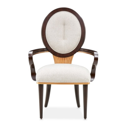 AICO Furniture Camellia Field Arm Chair (Set of 2) in Warm Pecan