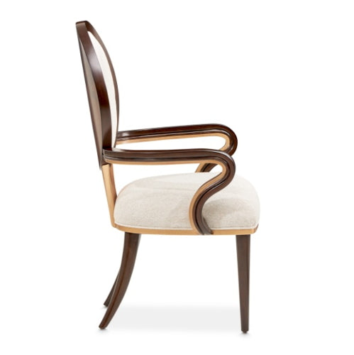 AICO Furniture Camellia Field Arm Chair (Set of 2) in Warm Pecan