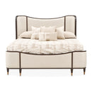 AICO Furniture Camellia Field King Upholstered Panel Bed in Warm Pecan