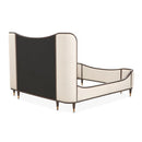 AICO Furniture Camellia Field Queen Upholstered Panel Bed in Warm Pecan