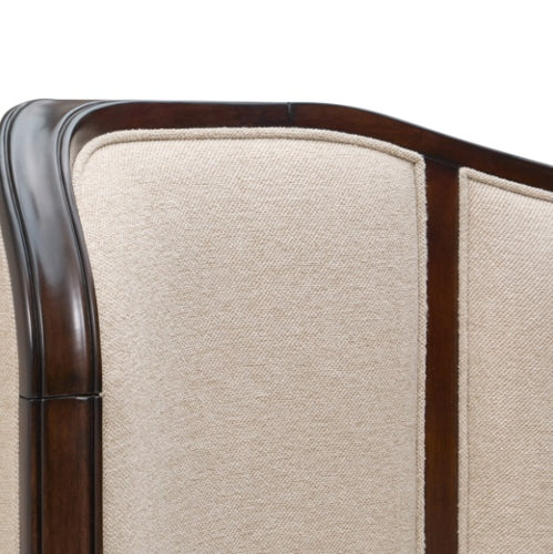 AICO Furniture Camellia Field Queen Upholstered Panel Bed in Warm Pecan