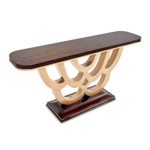 AICO Furniture Camellia Field Console Table in Warm Pecan