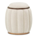 AICO Furniture Camellia Field Round Bench in Warm Pecan