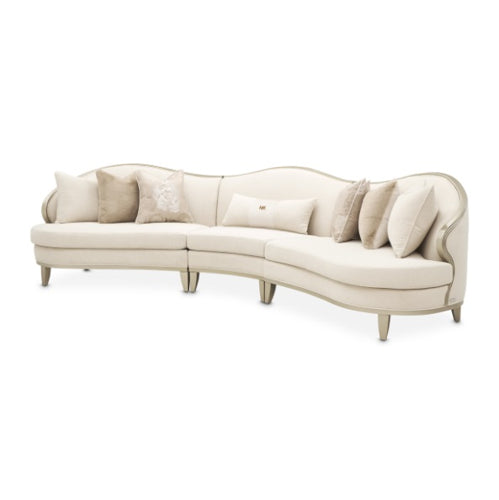 AICO Furniture Camellia Field RAF Loveseat Linen in Caramel