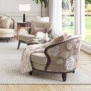 AICO Furniture Camellia Field Accent Chair Porchini in Warm Pecan
