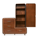 AICO Furniture Mason Park Offset Chest with Storage Mirror in Umber