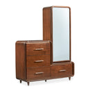 AICO Furniture Mason Park Offset Chest with Storage Mirror in Umber