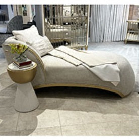 AICO Furniture Scotts Square Chairside Table in Light Champagne